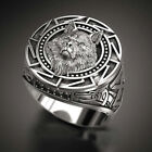 Stunning Bold Stylish Antique 3D Wolf Design Art Deco 935 Argentium Silver Ring