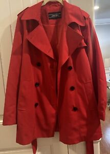 Lands End Red Trench Coat Size Small