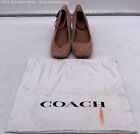 Coach Women's Dusty Pink Prairie Print Suede Ankle Strap Heels W/ Dust Bag Sz 9