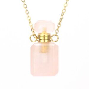Crystal Stone Perfume Bottle Diffuser Pendant Necklace Amethyst Quartz Crystals