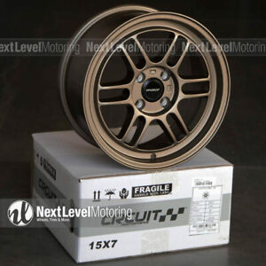 Circuit CP37 15x7 4-100 +28 Flat Bronze Wheels RPF1 Style Fits Mazda Miata NB NA