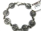 King Baby Studio - Womens Silver Skull and Crossbones Coins Link Bracelet NWT