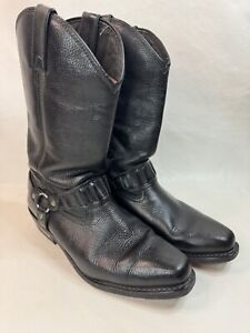 Harley Davidson Black Cowhide Leather Harness Motorcycle Boots #91202 MEN'S 13