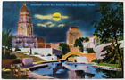 Moonlight On The San Antonio River, San Antonio Texas TX Vintage Linen Postcard