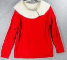 Berek Cowl Neck Sweater Womens Extra Large Long Sleeve Red +White Collar Angorra