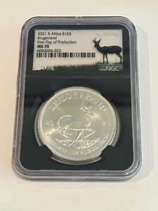 2021 Silver Krugerrand Africa S1KR 1 oz FDOP First Day of Production NGC MS 70