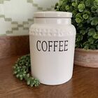THL Classic Embossed COFFEE Canister Off-white Black Lettering 7