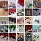 Lots Fashion Women 925 Silver Stud Crystal Drop Hoop Earrings Wedding Party Gift