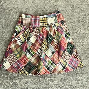 CAbi  Madras Plaid Skirt Pink Cotton A Line Preppy Pockets Spring Size 0