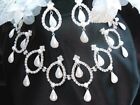 Rhinestone Necklace, Earrings ~ Clear w/white Faux Pearl Costume, Bridal, Prom
