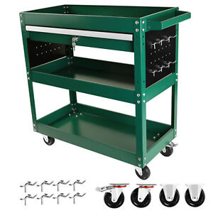 3 Tier Rolling Tool Cart with Storage Drawer, Heavy Duty Utility Organizer
