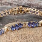 15 CT Oval Cut Lab Created Tanzanite Tennis Bracelet With 14K Yellow Gold Finish