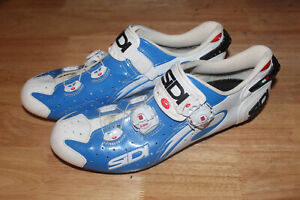SIDI WIRE CARBON SOLE WIRE CYCLING SHOES BLUE WHITE SIZE 44 EUR (US SELLER)