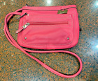 Tignanello Pink Soft Pebbled Leather Crossbody Shoulder Bag Zip Pockets 9x7x1