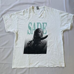 Vintage Sade White Teal T-Shirt Size XL Gildan 100% Cotton Portrait Graphic