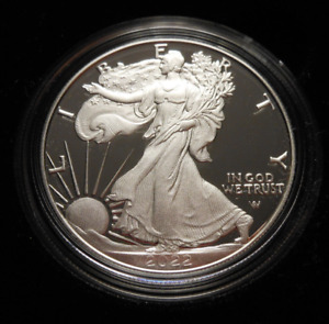 2022-W Proof Silver American Eagle 1 oz coin w/box & COA - 1 OUNCE