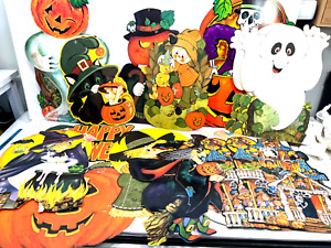 Lot (15) vtg 80s 90s Halloween Decoration Diecut hallmark Monsters Dracula Ghost