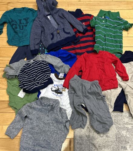 Huge Mixed Lot of Baby Boy Clothes 50pcs Toddler Tops Bottoms Size 12-18 Month