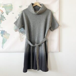 Theory Dress Size Medium Adelina Boiled Wool Gray Ombré Short Sleeve Belted