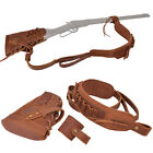 No Drill Combo of Leather Rifle Buttstock Gun Sling with Loop Fit.308 .30-30 .22