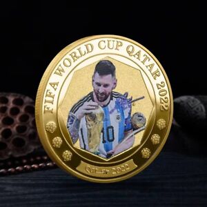 1pcs Qatar 2022 World-Cup Lionel Messi Gold Coin For Football Fan Gift