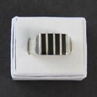 CLOSEOUT Ring Onyx stripes Sterling Silver Sz 16 w/box Actual NEW RS37