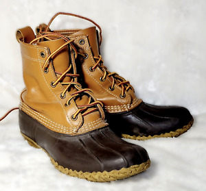 LL Bean Duck Boots size 8N #175064 Main, USA Waterproof Tan Leather 8
