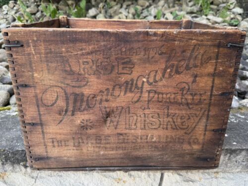 Antique Large Monongahela Pure Rye Whiskey Wooden Dovetail Crate