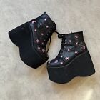 Hot Topic Platform Boots Stars Moon Black Pink Goth Grunge Y2K Size US 11
