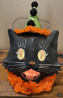 Bethany Lowe Halloween Sassy Cat Large Bucket Lantern-Light Included