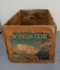 Primitive Vintage Wood Box w/ Original Old Paper Fruit Crate Label, Mt. Goat