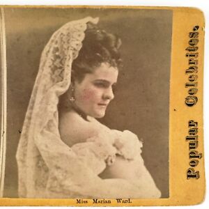 Victorian Actress Marian Ward Stereoview c1870 Tinted Lady Celebrity Woman A2539