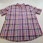 Barbour Tailored Fit Mens XL Check Short Sleeve Button Down Cotton Shirt