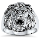 Solid 925 Sterling Silver Men's Lion Ring Sizes 7-12