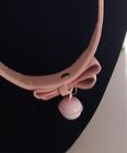 NEW Pink Bow Bell Choker Collar 17
