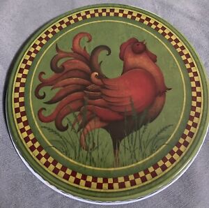New ListingSet Of 4 Round Tin Electric Stovetop Burner Covers Rooster 8 Inch And 10 Inch