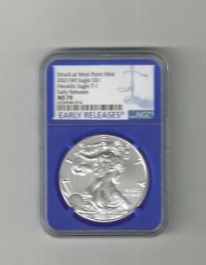 2021 (W) NGC MS70 EARLY RELEASES TYPE 1 BLUE CORE AMERICAN SILVER EAGLE (014)
