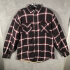 Wrangler Jacket Mens Small Sherpa Lined Flannel Black Red Plaid Outdoors Pockets