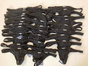 Lot of 30 Mens Thongs (US Size M) Black Stretchable Mesh Underwear Less than $2!
