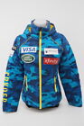 Spyder Goose Down Hooded Jacket US Ski Team Women's Small Blue/Yellow