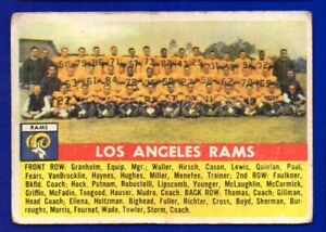 LOS ANGELES RAM TEAM PHOTO van brocklin fears 1956 TOPPS #114 GOOD/VERY GOOD