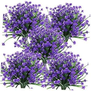 New ListingBundles Artificial Outdoor Flowers Fake UV Resistant No Fade Greenery 20 Purple