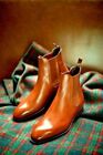 New Handmade Genuine Leather Tan Chelsea Ankle High Formal Boots For Men