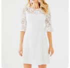 Lilly Pulitzer Size 00 White Allyson Lace Fit And Flare Dress Flounce Sleeves