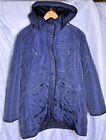Nicole Miller Studio 3XL Navy Blue Womens Jacket Coat Quilted Removable Hood