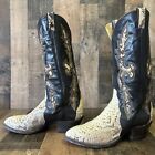 Hondo Vintage Snakeskin Leather Inlay Cowboy Boots Mens 11 D