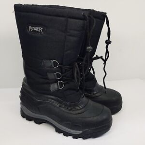 Ranger Insulated Snow Boots Mens Size 9 Black Nylon Removable Liner Waterproof