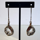 Druzy Geode Slice Earrings Brass Ear Wires Handmade Studio Gemstone Jewelry Art
