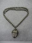 Vtg Sterling Silver 925 Mexican Bench Work Beaded Necklace Victorian Pendant