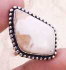 Elegant Scolecite 925 Silver Plated Handmade Ring of US Size 8 Ethnic
